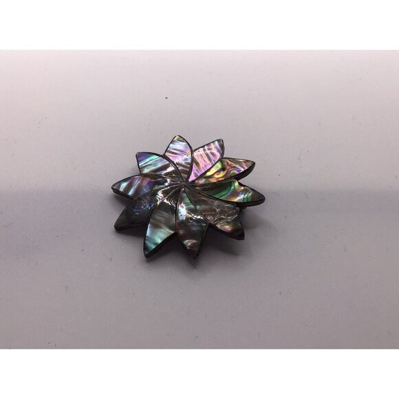 Vintage Sterling Abalone Pinwheel Brooch Pin Signed Mexico 925 - Picture 6 of 6